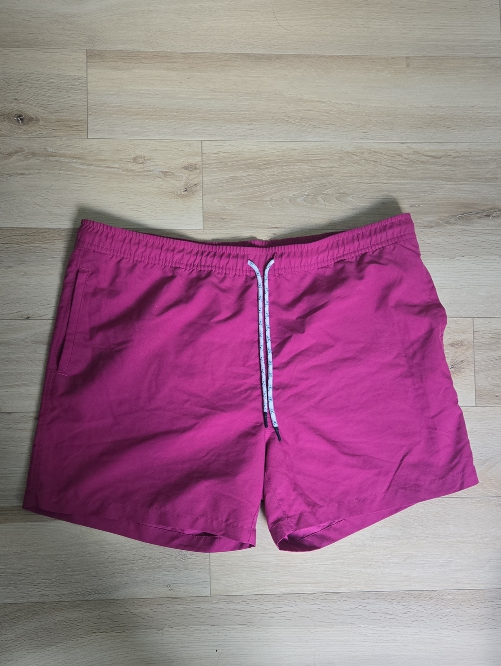Men's Pink Drawstring Swim Trunks